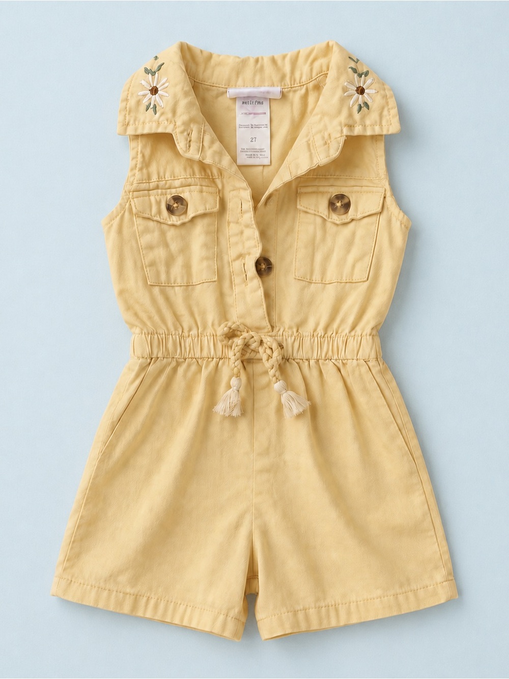 Little Lass Yellow Daisy Cotton Romper 2T